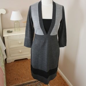 CONNECTED APPAREL gray/black sweater dress